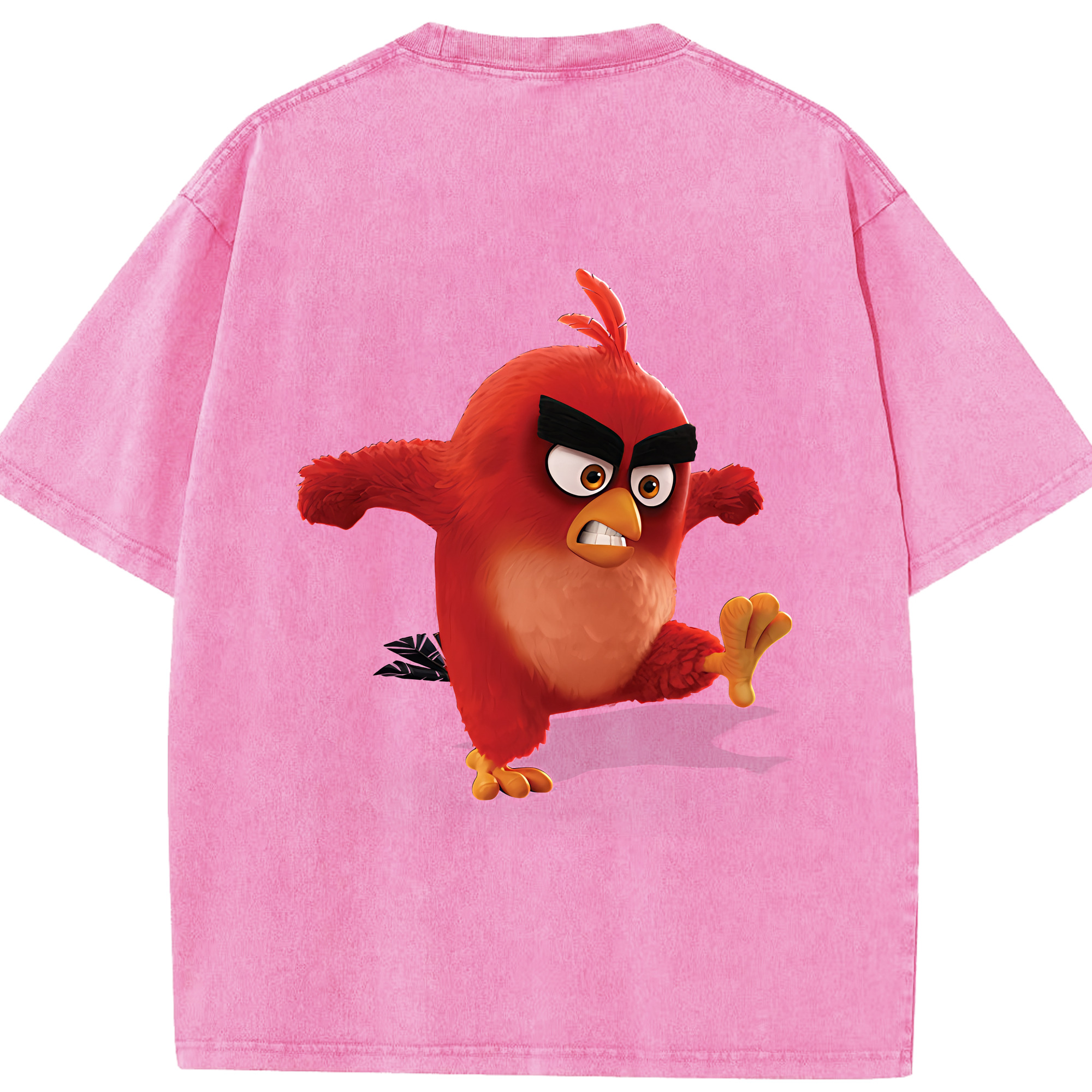 （画像用） Angry Birds アングリーバード 綿100% ヴィンテージ風 半袖Tシャツ（背面プリント）
